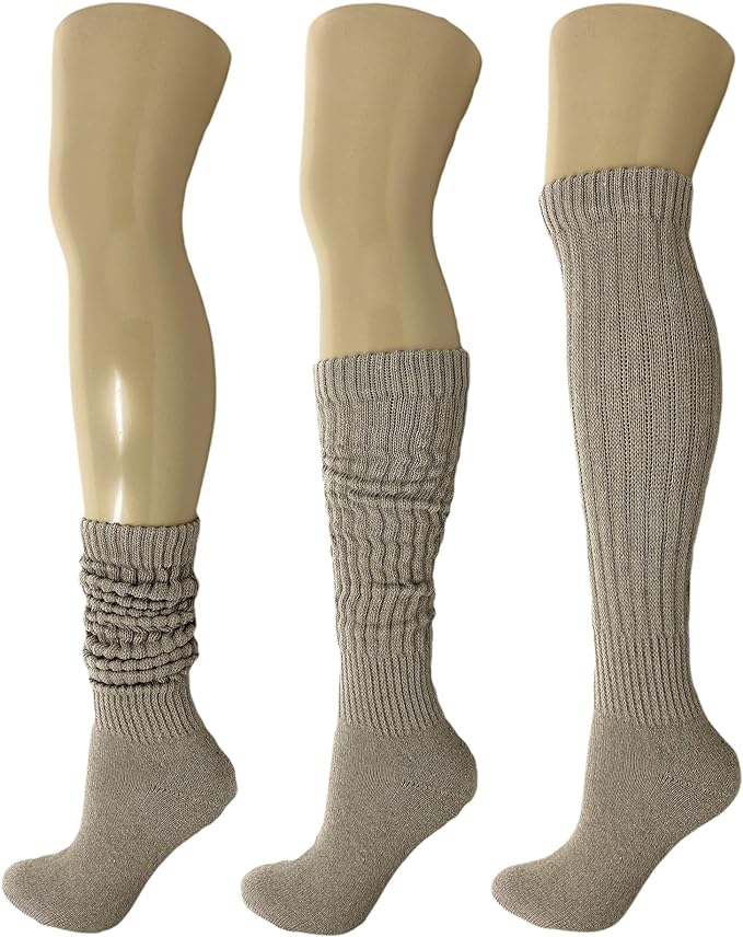 Cotton Slouch Boot Socks for Women Shoe Size 5-10 - 3 Pairs by Mars Outlet Store LLC