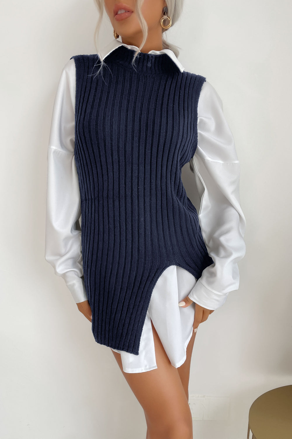 Slit Hem Sweater Vest Dress by BYNES NEW YORK | Apparel & Accessories