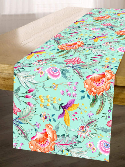 Printed Table Runner - Chintz Green and Pink by Decozen