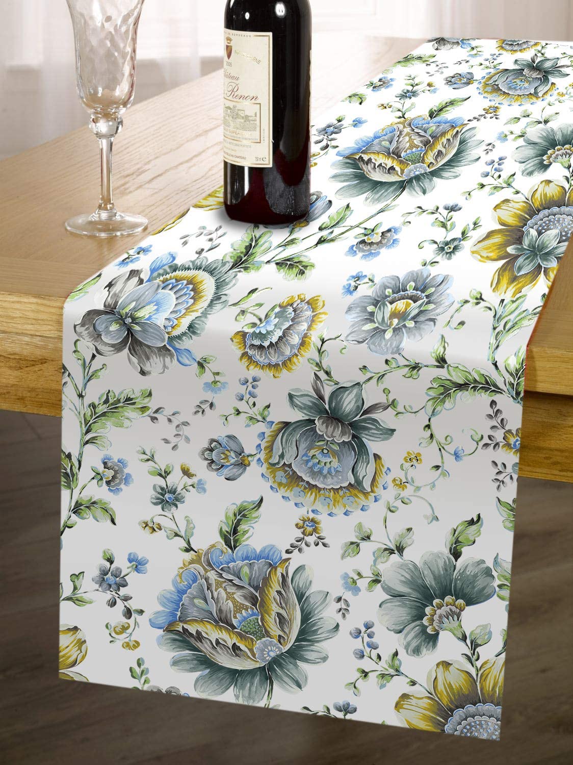 Printed Table Runner - Jaco Blue by Decozen