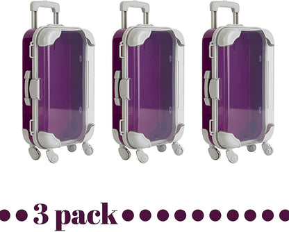 Purple Plastic Suitcase Candy Box 3 Pack  7.5"x5"x2.5" by Hammont