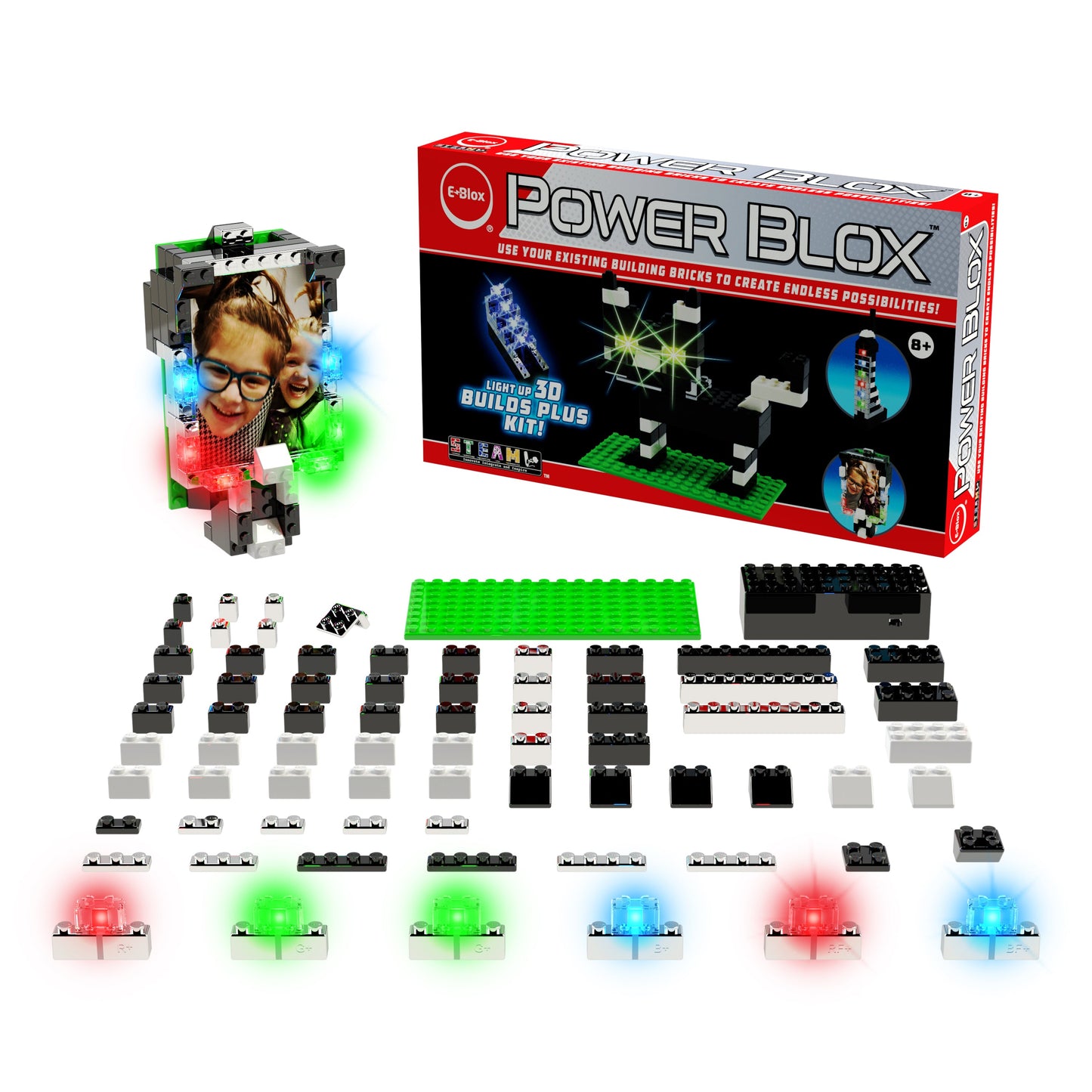 Power Blox™ Builds Plus Set - E-Blox® - LED Light-Up Building Blocks by E-Blox, Inc.