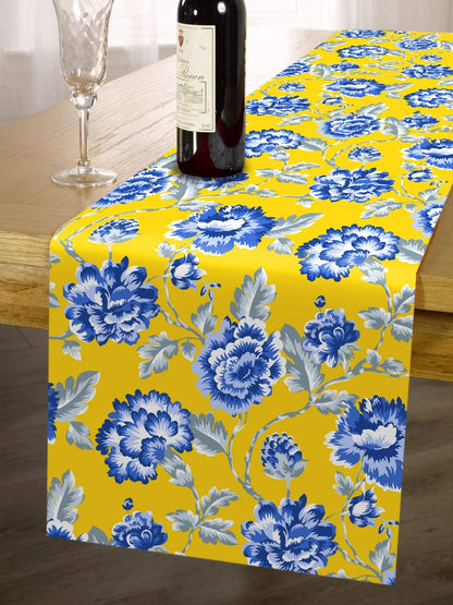 Printed Table Runner - Yellow and Blue by Decozen