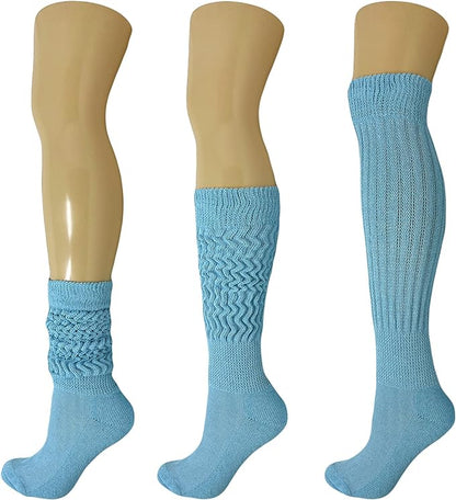 Cotton Slouch Boot Socks for Women Shoe Size 5-10 - 3 Pairs by Mars Outlet Store LLC