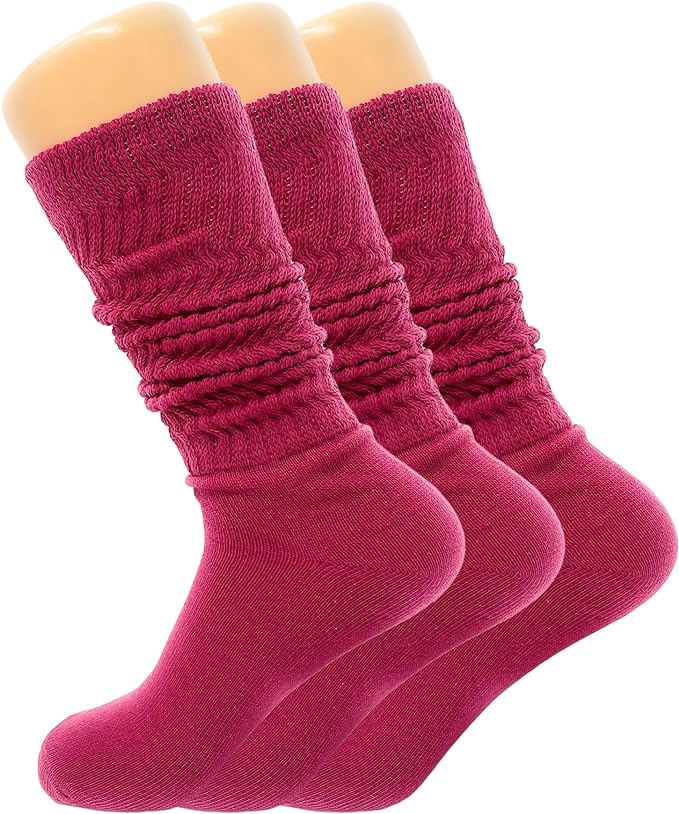 Women's Slouch Knee High Socks, 3 Pairs, Size 9-11, Soft and Breathable by Mars Outlet Store LLC