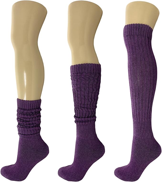 Cotton Slouch Boot Socks for Women Shoe Size 5-10 - 3 Pairs by Mars Outlet Store LLC