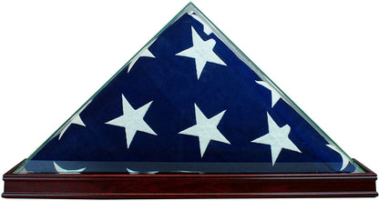 Perfect Cases All Glass Flag Display Case for 9.5' X 5' Flag with Engraving (Black). by The Military Gift Store