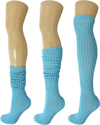 Cotton Slouch Boot Socks for Women Shoe Size 5-10 - 3 Pairs by Mars Outlet Store LLC