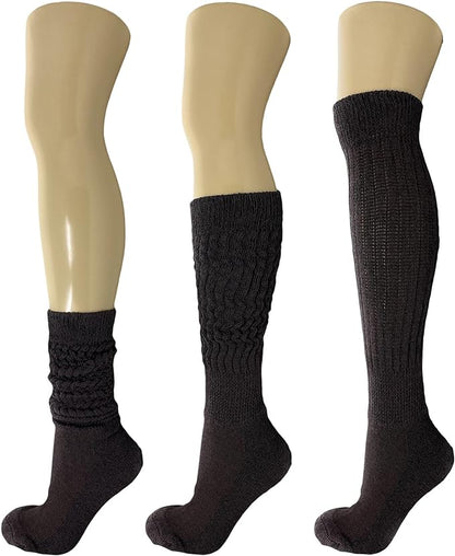 Cotton Slouch Boot Socks for Women Shoe Size 5-10 - 3 Pairs by Mars Outlet Store LLC