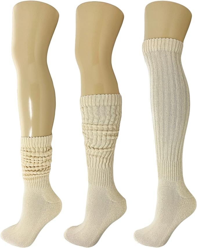 Cotton Slouch Boot Socks for Women Shoe Size 5-10 - 3 Pairs by Mars Outlet Store LLC