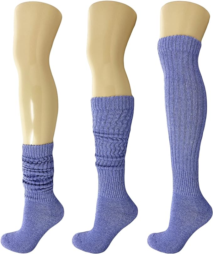 Cotton Slouch Boot Socks for Women Shoe Size 5-10 - 3 Pairs by Mars Outlet Store LLC