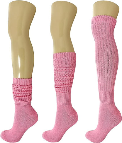 Cotton Slouch Boot Socks for Women Shoe Size 5-10 - 3 Pairs by Mars Outlet Store LLC