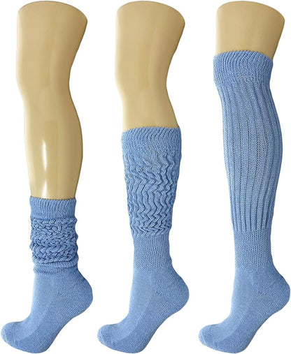 Cotton Slouch Boot Socks for Women Shoe Size 5-10 - 3 Pairs by Mars Outlet Store LLC