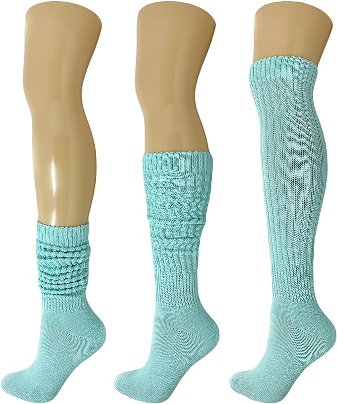 Cotton Slouch Boot Socks for Women Shoe Size 5-10 - 3 Pairs by Mars Outlet Store LLC