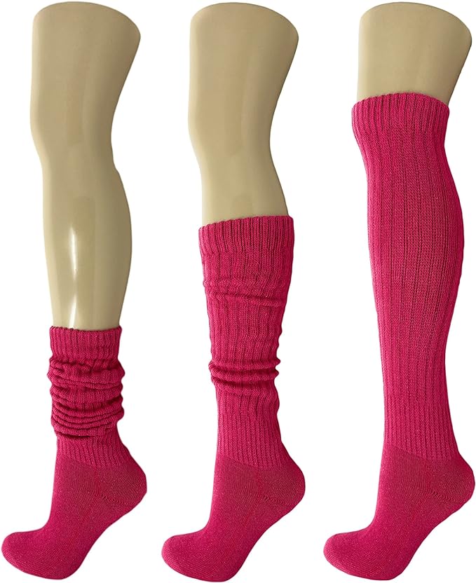 Cotton Slouch Boot Socks for Women Shoe Size 5-10 - 3 Pairs by Mars Outlet Store LLC