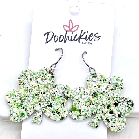 1.5" Shamrock Glitter Shamrock Corkies -Earrings by Doohickies Wholesale