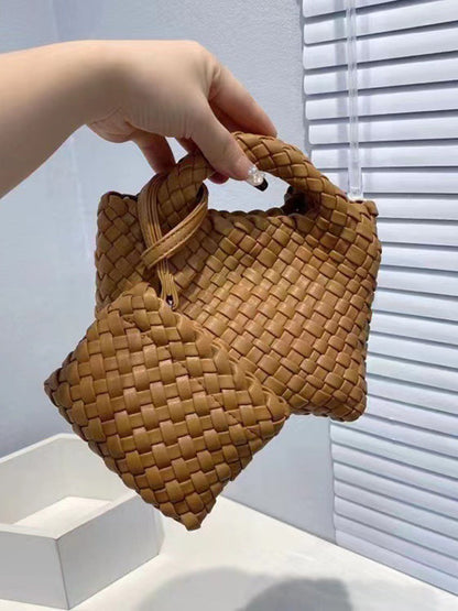 Solid Color Woven Bags Handbags by migunica