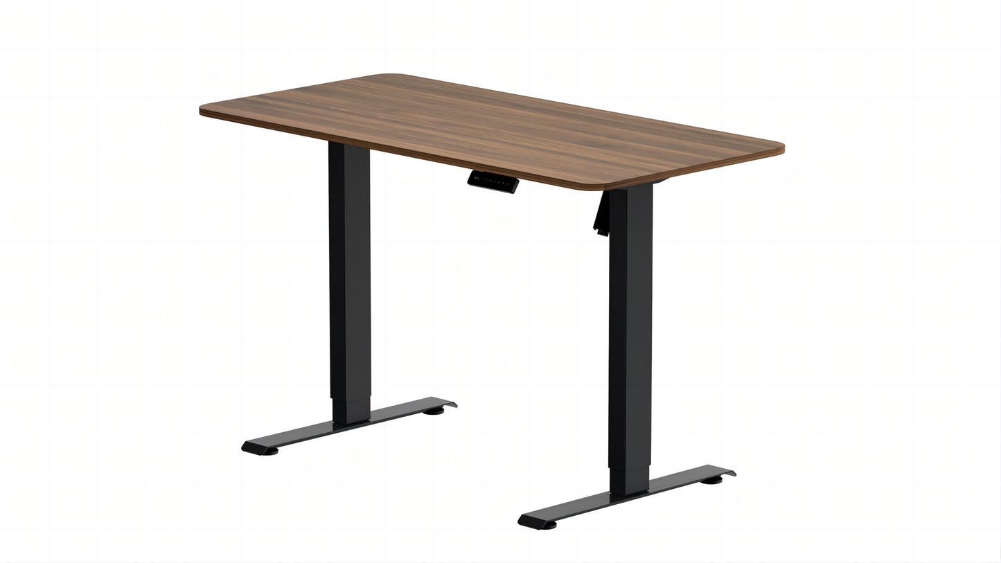 Height Adjustable Electric Standing Desk, 47 x 24 Inches Sit Stand up Desk, Home Office Desk with Whole-Piece Desktop, Walnut table top/Black Frame