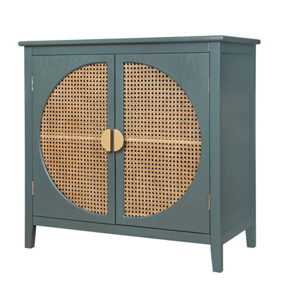 2 Doors Cabinet With Natural Rattan Weaving by Blak Hom