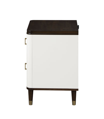 Nightstand With USB, White & Brown Finish by Blak Hom