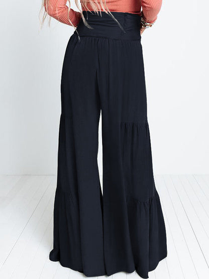 11 Colors Simple High Waisted Solid Color Casual Wide Leg Pants by migunica