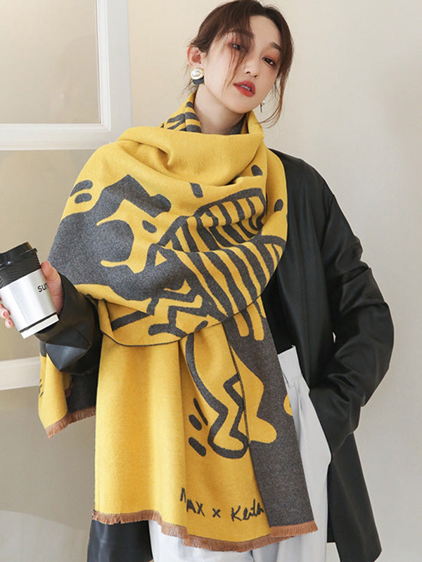 Urban Letter Tasseled Imitated Cashmere Shawl&Scarf by migunica