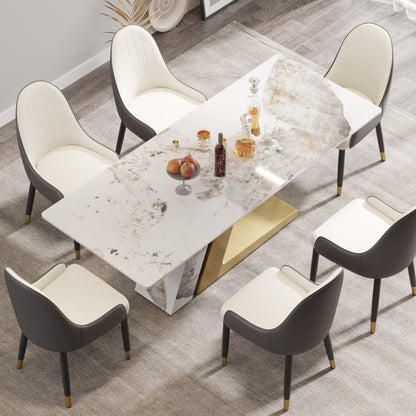 Modern Stone Pandora Straight Panel Dining Table by Blak Hom