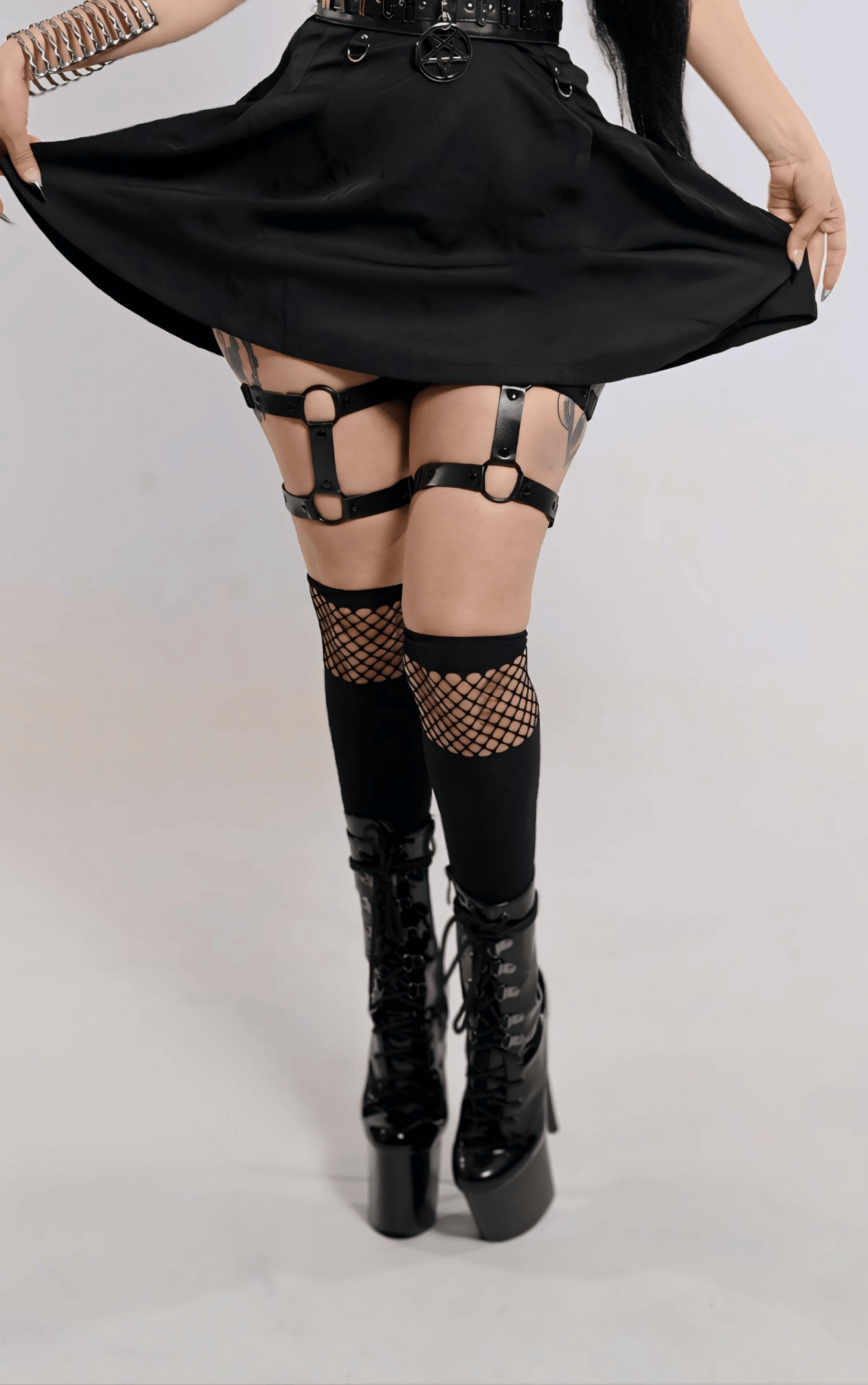 Noir Fishnet Knee Highs by The Cursed Closet