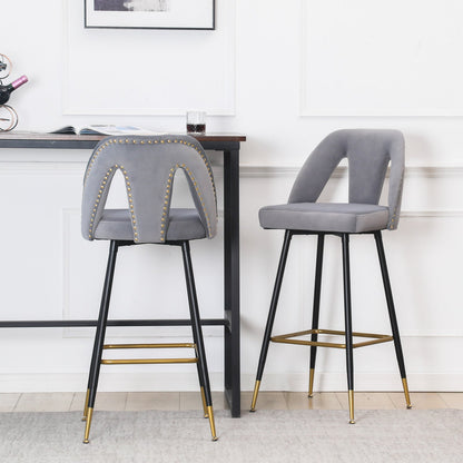 Set of 2 Modern Contemporary Velvet Upholstered Bar Stools by Blak Hom