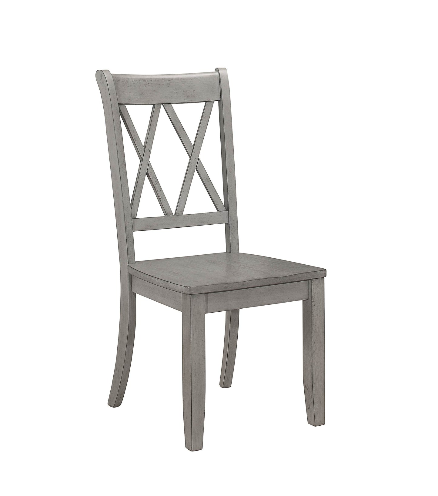 Casual Gray Finish Side Chairs Set of 2 Pine Veneer Transitional Double-X Back Design Dining Room Furniture