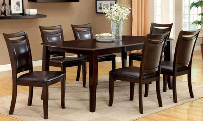 Transitional Dining Room Side Chairs Set of 2 Chairs only Dark Cherry / Espresso Padded Leatherette Seat
