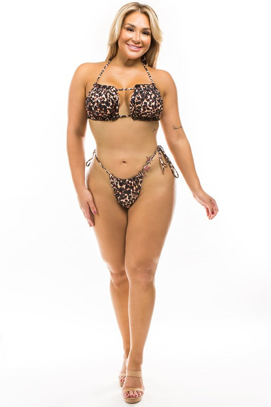 ANIMAL PRINT 2 PIECE BIKINI SWIMSUIT