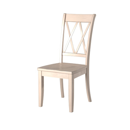 Casual White Finish Side Chairs Set of 2 Pine Veneer Transitional Double-X Back Design Dining Room Furniture