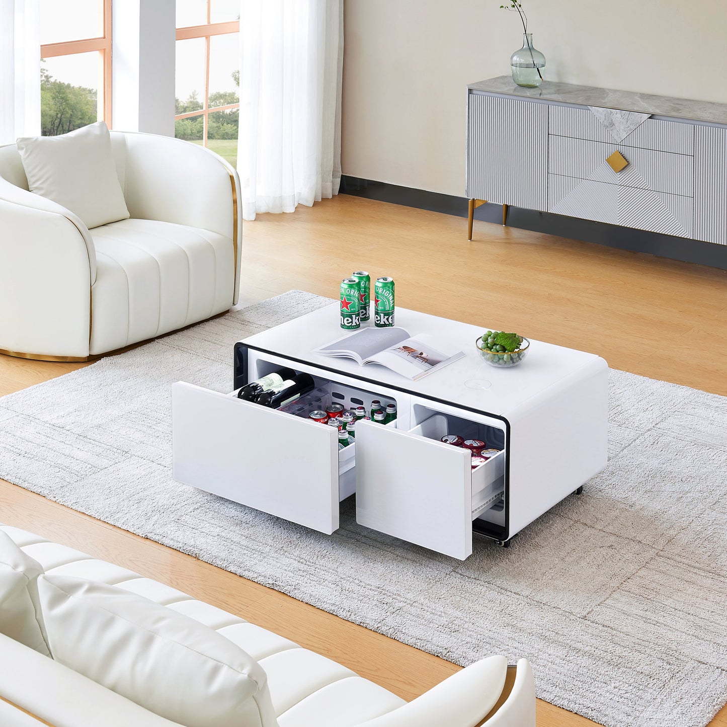 Multifunctional Smart Coffee Table with Fridge by Blak Hom