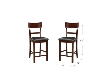 Set of 2 Chairs Dining Room Furniture Dark Brown Cushioned Solid wood Counter Height Chairs