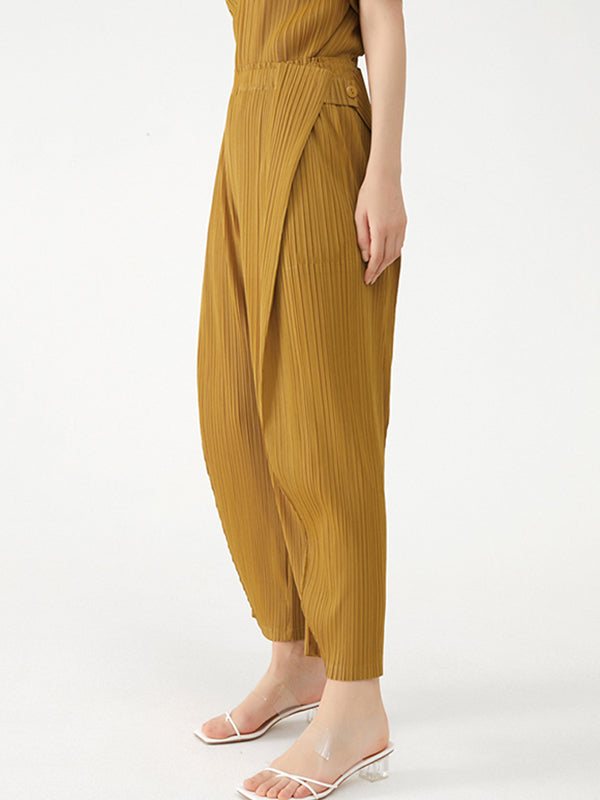 Urban Loose Pleated Wide Leg Elasticity Harem Pants by migunica