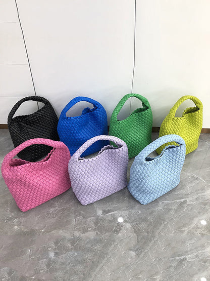 Solid Color Woven Bags Handbags by migunica