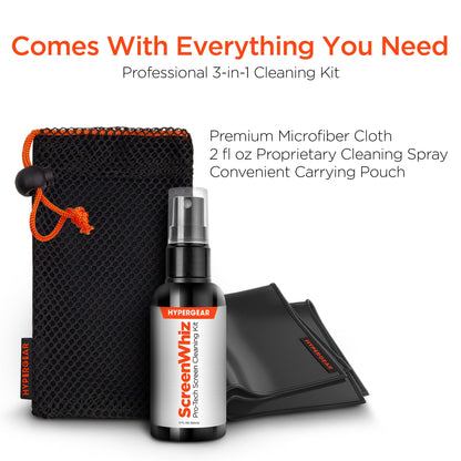 HyperGear ScreenWhiz 3-in-1 Screen Cleaning Kit w Cloth & Solution (15587-HYP) by Jupiter Gear Home