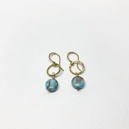 Turquoise Disc Drop Earrings by Jennifer Cervelli Jewelry