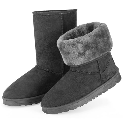 Women Ladies Snow Boots Waterproof Faux Suede Mid-Calf Boots Fur Warm Lining Shoes - Gray - 7 by VYSN