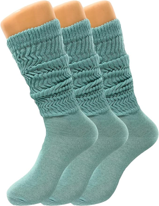 Women's Slouch Knee High Socks, 3 Pairs, Size 9-11, Soft and Breathable by Mars Outlet Store LLC