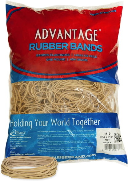 Advantage Rubber Bands Large Size #19 (3-1/2 x 1/16") Heavy Duty Made in USA by Avera Group