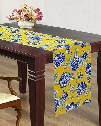 Printed Table Runner - Yellow and Blue by Decozen