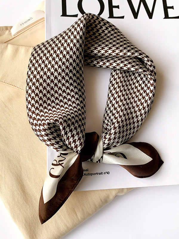 Square Houndstooth Letter Print Scarf by migunica