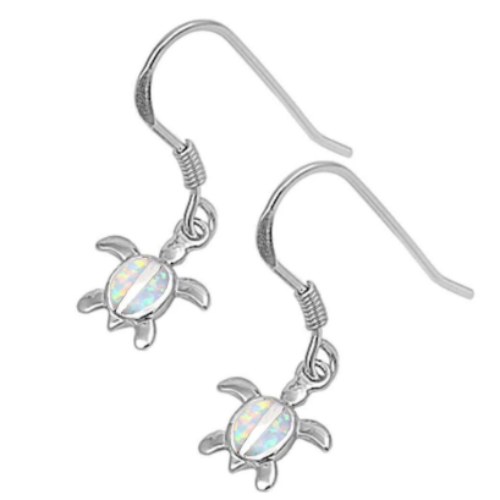 .925 Sterling Silver White Opal Turtle Dangle Earrings by Fashion Hut Jewelry THEGSND LLC