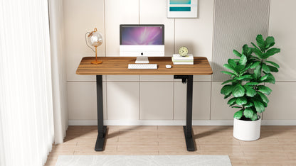 Height Adjustable Electric Standing Desk, 47 x 24 Inches Sit Stand up Desk, Home Office Desk with Whole-Piece Desktop, Walnut table top/Black Frame