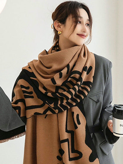 Urban Letter Tasseled Imitated Cashmere Shawl&Scarf by migunica