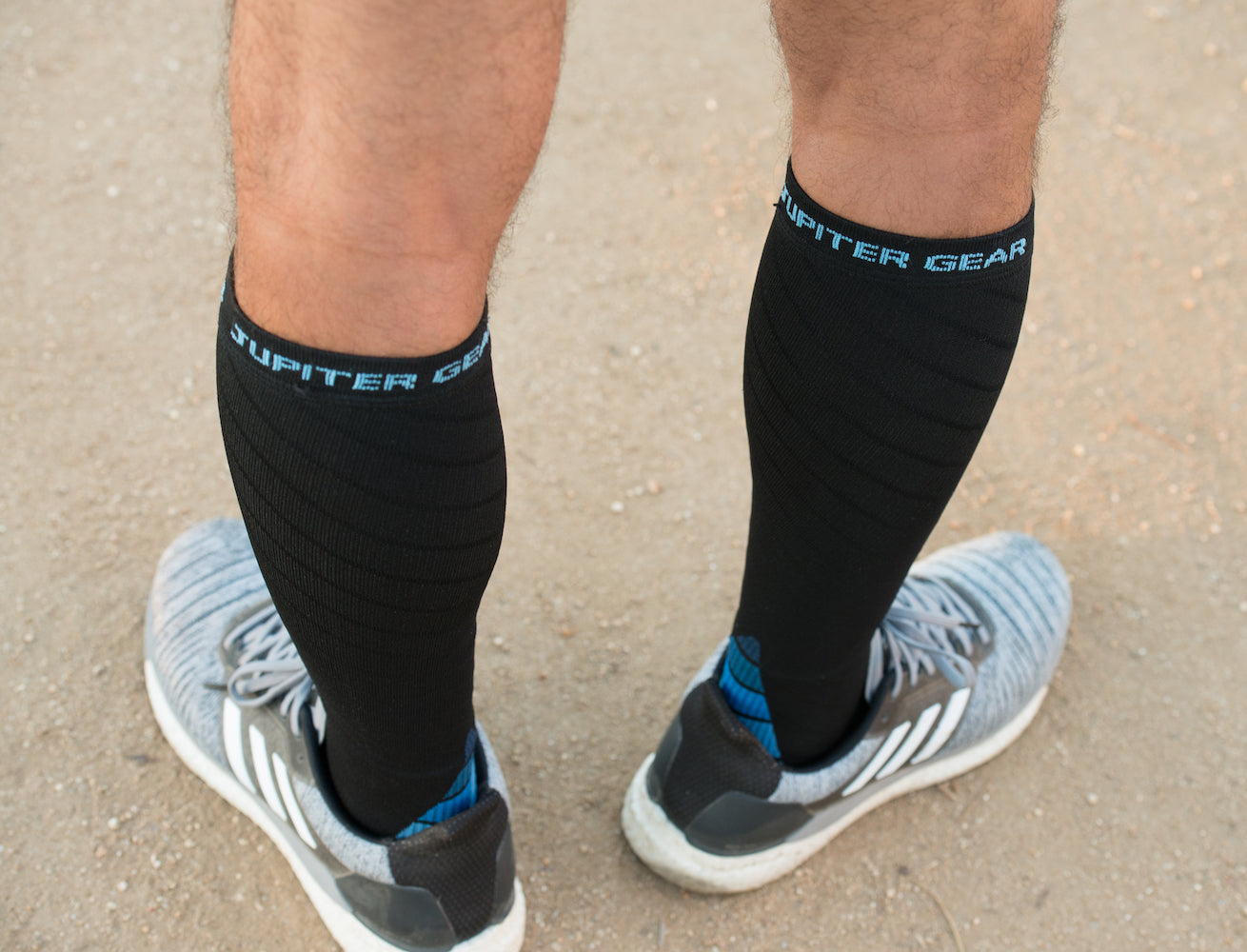 Endurance Compression Socks for Running and Hiking - Black with Blue Accent - Large/Extra Large by Jupiter Gear Home