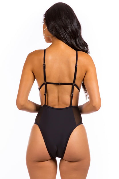 ONE PIECE SWIMWEAR WITH SEE THROUGH SIDES