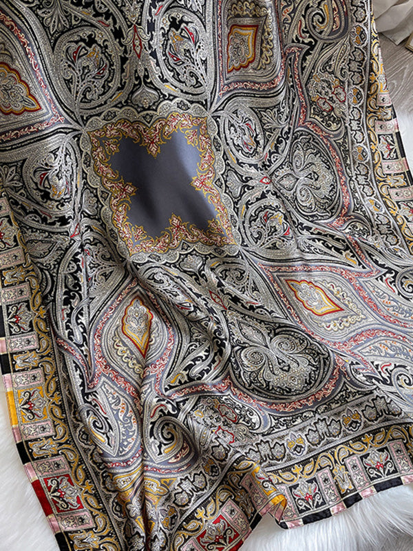 Vintage Printed Silk Imitation Shawl&Scarf by migunica